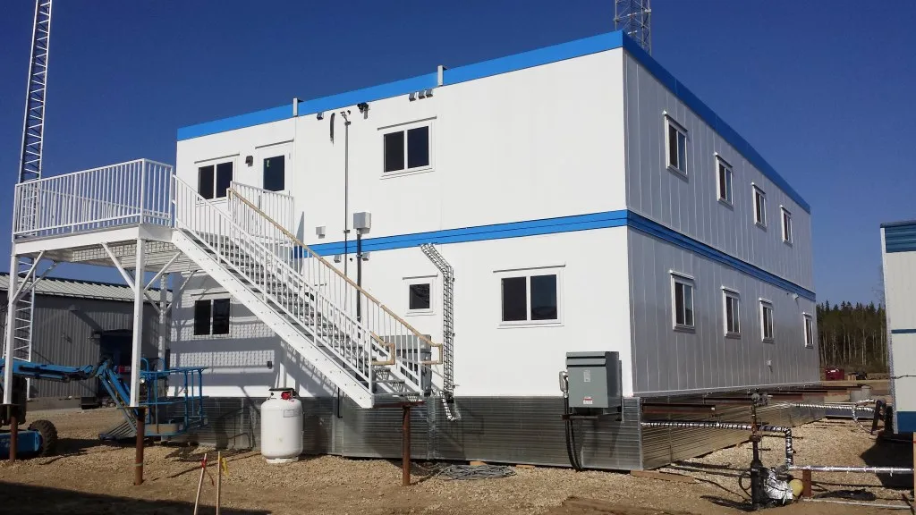 Modular commercial building with steel stairs fabricated by NxStar Systems